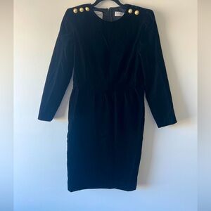 Karin Steven Petites Black Velvet Dress With Back Slit In Size 8